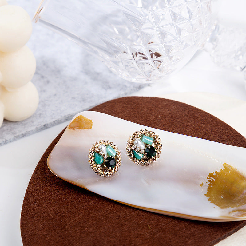 Wholesale Silver Needle Baroque Pearl Water Drop Love Flower Contrast Earrings